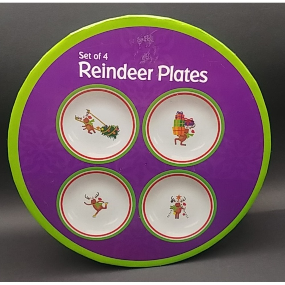 Christmas Plates Reindeer 6in Dessert Plates Set of 4 Promotional Alliance